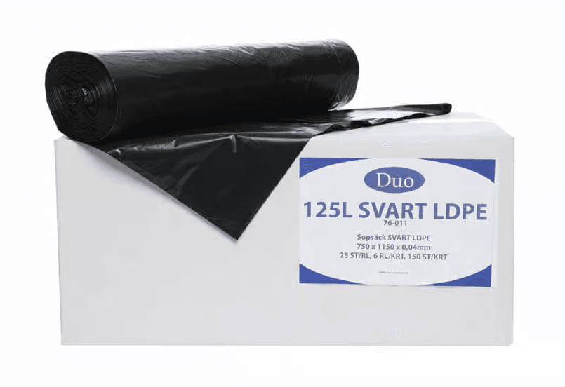 sopsäckar 125l Säck Svart 150st/krt - Bild 1