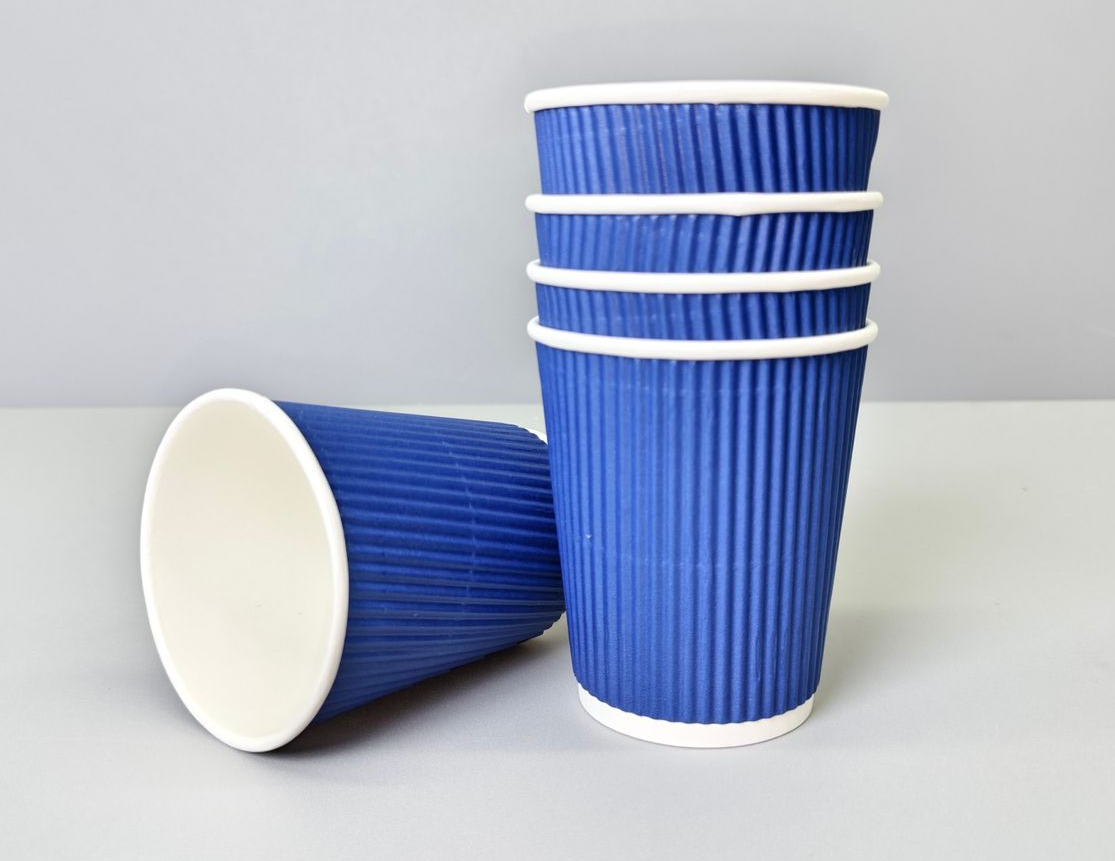 kaffemugg 8oz blå Kaffemuggar 23 cl blåa med Vågmönster - Bild 1