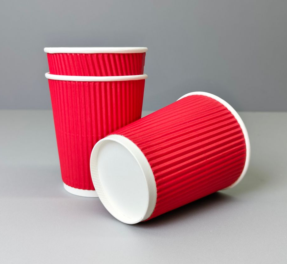 kaffemugg 8oz röd Kaffemuggar 23 cl röda med Vågmönster - Bild 1